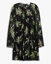 RED Valentino Floral-print fil coupé chiffon mini dress - Black Black