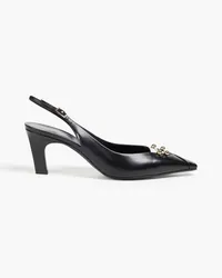 Giorgio Armani Embellished leather slingback pumps - Black Black