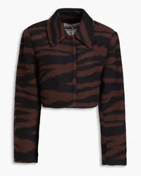 Ganni Tiger-print felt coat - Brown Brown