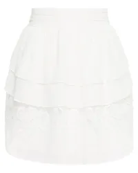 IRO Mugue tiered crepe de chine and macramé lace mini skirt - White White