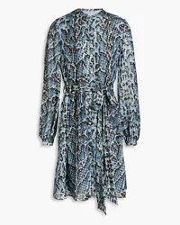 Temperley London Printed fil coupé silk-blend crepe de chine mini dress - Blue Blue