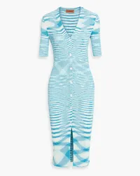 Missoni Space-dyed ribbed-knit midi dress - Blue Blue