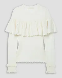 Ulla Johnson Augustina ruffled pointelle-knit wool sweater - White White