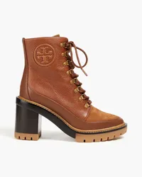 Tory Burch Miller pebbled-leather and nubuck ankle boots - Brown Brown