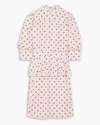 BATSHEVA Rilke ruffled pintucked polka-dot cotton-poplin mini dress - Red Red