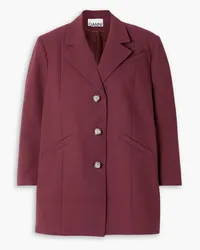 Ganni Oversized cotton-twill blazer - Burgundy Burgundy