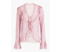 Ruffled printed tulle top - Pink
