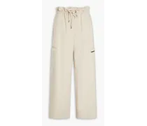 Bead-embellished French cotton-blend terry track pants - Neutral