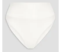 Hamptons seersucker high-rise bikini briefs - White