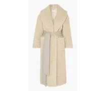 Belted cashmere and silk-blend coat - Neutral