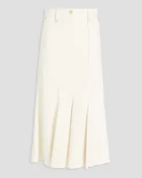 Brunello Cucinelli Bead-embellished pleated denim midi skirt - White White