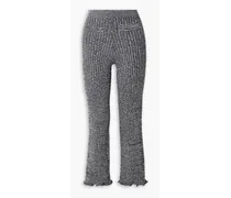Ribbed wool-blend straight-leg pants - Gray