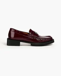 Ganni Embellished patent-leather loafers - Burgundy Burgundy