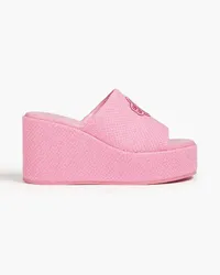 Maje Embroidered tweed platform mules - Pink Pink