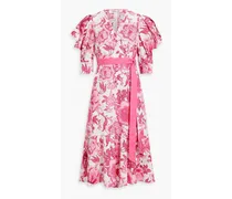 Annabeth wrap-effect printed cotton-poplin dress - Pink