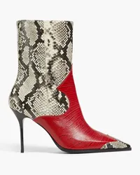 Missoni Croc-effect leather and snake ankle boots - Red Red