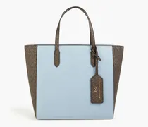 Two-tone embossed leather tote - Blue