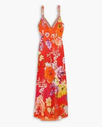 Camilla Kiss and Tell crystal-embellished floral-print silk crepe de chine maxi dress - Red Red