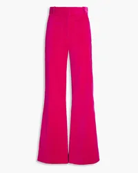 Victoria Beckham Cotton-blend velvet flared pants - Pink Pink