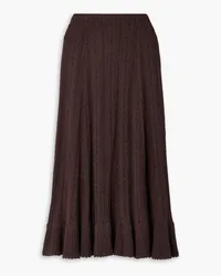 DÔEN Chantae pointelle-knit alpaca and silk-blend midi skirt - Burgundy Burgundy