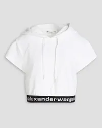 Alexander Wang Cropped stretch cotton-blend corduroy hoodie - White White