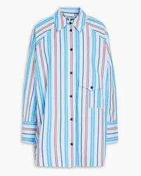 Ganni Striped cotton-poplin shirt - Blue Blue