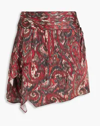 IRO Pleated printed silk crepe de chine mini skirt - Red Red