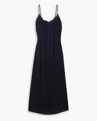 See by Chloé Broderie anglaise-trimmed crepe de chine midi slip dress - Blue Blue