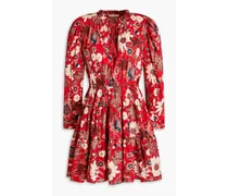 Liv floral-print cotton-blend mini dress - Red