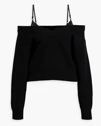 Alexander Wang Cold-shoulder ribbed cotton-blend sweater - Black Black