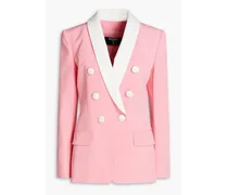 Double-breasted two-tone crepe blazer - Pink