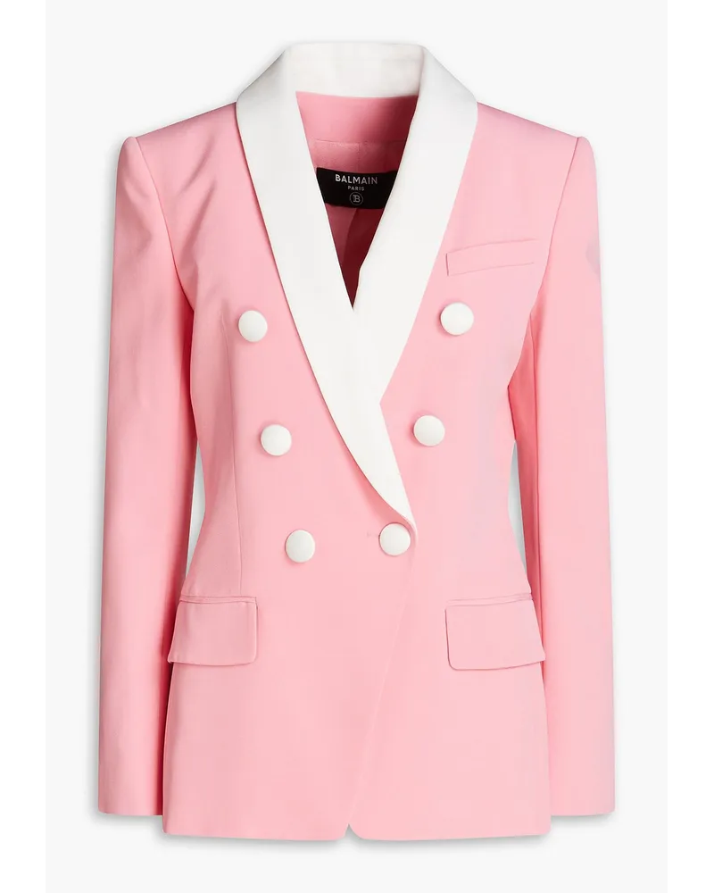 Balmain Double-breasted two-tone crepe blazer - Pink Pink