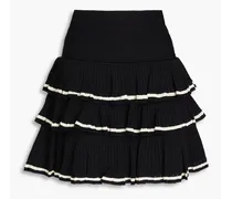 Tiered ribbed-knit mini skirt - Black