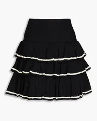 Sandro Tiered ribbed-knit mini skirt - Black Black