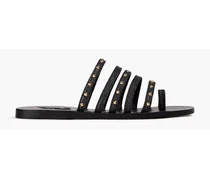 Niki studded raffia sandals - Black