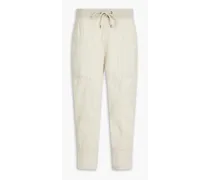 Cropped stretch-cotton poplin tapered pants - Neutral