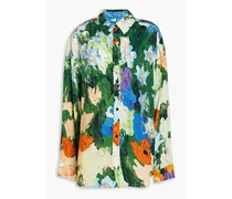 Sophia floral-print satin shirt - Green