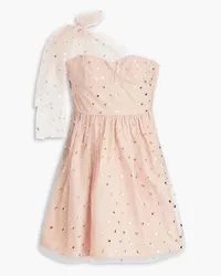 RED Valentino One-shoulder printed tulle mini dress - Pink Pink