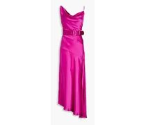 Lark asymmetric silk-satin midi dress - Pink