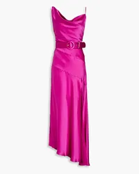 NICHOLAS Lark asymmetric silk-satin midi dress - Pink Pink