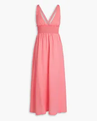 Heidi Klein Lake Garda smocked linen maxi dress - Pink Pink