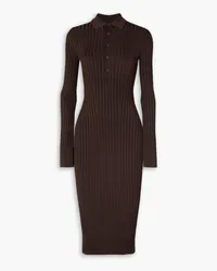 GALVAN Rea ribbed-knit midi shirt dress - Brown Brown