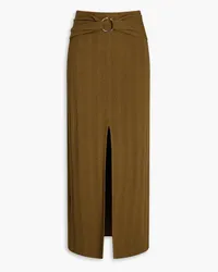 Nanushka Muyta ring embellished ribbed cotton-blend midi skirt - Brown Brown