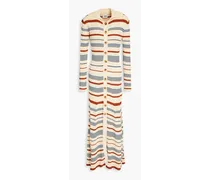 Monman striped ribbed-knit maxi dress - Neutral