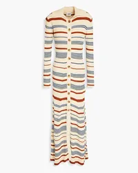 Claudie Pierlot Striped ribbed-knit maxi dress - Neutral Neutral