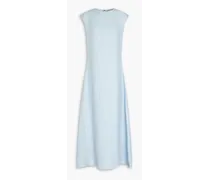 Slub linen-blend twill maxi dress - Blue
