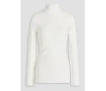 Ribbed-knit turtleneck sweater - White