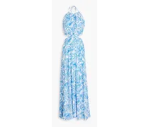 Arabella cutout printed voile maxi dress - Blue