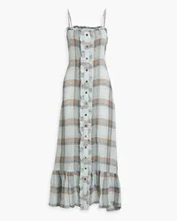 Lisa Marie Fernandez Ruffled checked cotton-gauze maxi dress - Blue Blue