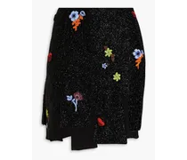 Asymmetric embellished crepe mini skirt - Black